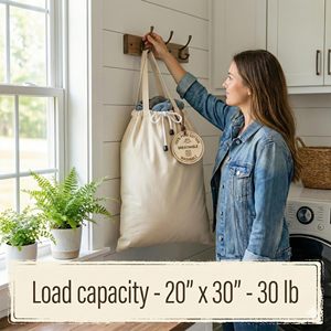 Heavy Duty Custom Logo 100% Natural Cotton <b>Laundry</b> <b>Bag</b> with Handle <b>Drawstring</b> Washable Export Quality Fabric <b>Laundry</b> <b>Bag</b> - Product Image 3