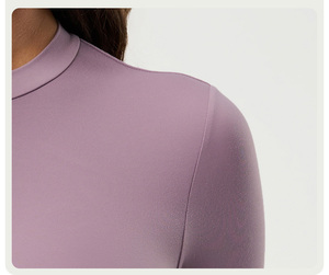 Magliette a Maniche Lunghe da <span class=keywords><strong>Donna</strong></span>, Top Crop per Uscite, T-Shirt Basic da Yoga a Compressione Aderenti - Product Image 4