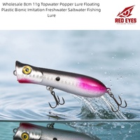 Vente en gros de leurres de pêche flottants en plastique bionique imitation popper de 8 cm et 11 g pour l'eau douce et l'eau salée