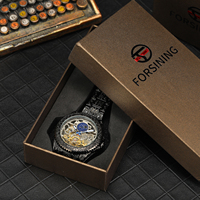 Produits populaires en stock : Montre Forsining à bracelet en acier inoxydable, tourbillon 3D ajouré, automatique, mécanique, jour/nuit, pour hommes