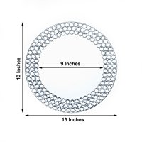 Nordique luxe 13 pouces fête de mariage verre rond cristal strass étincelle miroir argent chargeur assiettes pour dîner réception