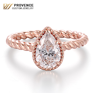 Pear Cut 1.35carat IGI certificate lab grown diamond band real solid rose gold <b>Rope</b> shape fashion women engagement wedding ring - Product Image 1