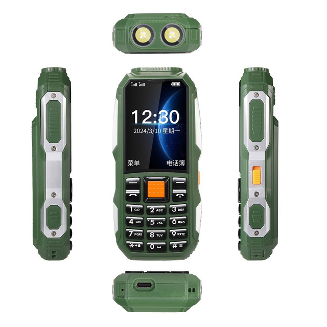 1.77 Inch Rugged Waterproof 2G Dual SIM Feature Phone, Dual Flashlight Outdoor Keypad Mobile Phone for Camping Construction Use