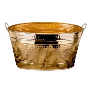 Seau à glace pour vin en métal, fer massif, de forme ronde, écologique, avec pied, pour les fêtes - Product Image 1