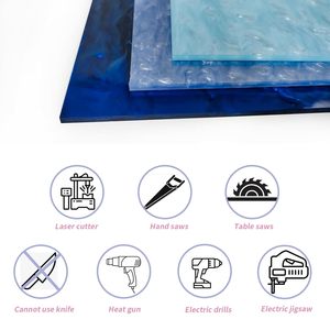Planche en acrylique moulé effet marbre bleu métallisé scintillant, 12x12 pouces, lot de 3, 1/8 po texturé pour loisirs créatifs et décoration intérieure - Product Image 3