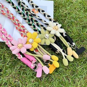 Chaîne de téléphone <span class=keywords><strong>portable</strong></span> à breloque florale, bandoulière, cordon anti-perte, longue corde tressée, collier, cordon avec patch pour téléphone - Product Image 1