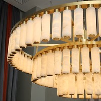 Lámpara de techo redonda de alabastro de lujo, de mármol natural, con tira de luces LED para decoración de hoteles, salas de estar, salones de banquetes y apartamentos.