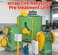 Ligne de production de prétraitement hydraulique pour le recyclage des pneus usagés avec coupeur de section intermédiaire, équipement de découpe de bandes et de blocs de pneus