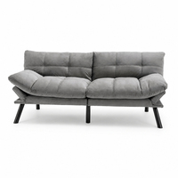 Canapé convertible gris avec accoudoirs réglables, canapé-lit pliable pour salon, vente en gros, fourniture d'usine
