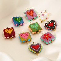 Pendentifs en verre colorés en forme de cœur, de fleur, de poisson, accessoires de bijoux mignons pour collier, bracelet, artisanat, breloques, fabrication de bijoux