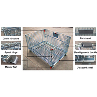 Cage de stockage en treillis métallique pliable robuste avec roues | Conteneur d'entrepôt en acier empilable industriel