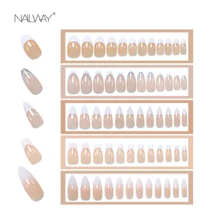 Venta al por mayor 24 unids/set francés uñas Artificial de las uñas, uñas postizas, pulse en uñas, de