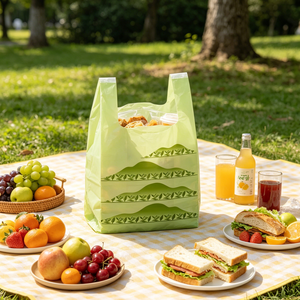 Sacchetto in plastica stampato Eco Riciclabile Tea <span class=keywords><strong>Hill</strong></span> per T-shirt, usa e getta, per la spesa, per supermercati, per il cassa, per imballaggio, borsa a mano Hualong - Product Image 4
