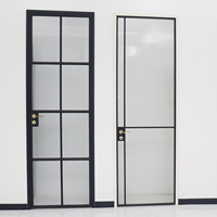 Porte intérieure française Sunnysky au design moderne avec façade en verre et fer, ouverture à battant, en alliage d'aluminium, pour application en villa