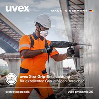 Gants de travail unisexes Uvex Phynomic XG - Extensibles et résistants à l'abrasion - Mousse Aqua-Polymer Xtra Grip (Lot de 5)