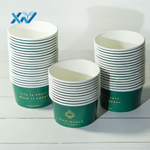 Tùy chỉnh vòng Kraft PE-lót lò vi ba Take-out <span class=keywords><strong>container</strong></span> Ice Cream cup takeway Bát salad với logo của riêng bạn - Product Image 3