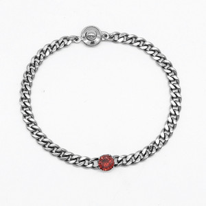 yunnique Steel Wings Titanium Steel Chain <b>Bracelet</b> With <b>Red</b> Gem Bezel Setting Fashion Jewelry For Men And Women - Product Image 1