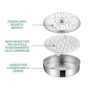 Bruciatore di incenso rotondo in metallo con coperchio e raccogli cenere per spirali antizanzare 14x4 cm - Controllo parassiti - Product Image 3