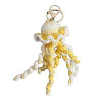 Porte-clés en crochet fait main en forme de méduse, poulpe ou calmar, petite poupée en peluche en fil, jouet porte-clés en peluche en fil positif