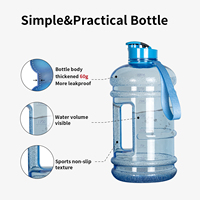 Bouteille d'eau motivante en PETG de 2,2 l sans BPA, équipement de fitness, grande gourde, bidon d'eau d'un demi-gallon (74 oz), grande gourde de sport