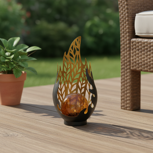 Lámpara <span class=keywords><strong>Solar</strong></span> con Sensor Automático, Estatua de Jardín con Llama, Batería de 600mAh, Cristal, Luz Blanca Cálida, Resistente al Agua - Product Image 1