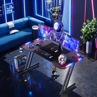 Bureau de jeu PC multifonctionnel moderne de haute qualité, meilleur bureau d'ordinateur pour la maison, surface en carbone, matériau métallique, joueurs, jeux