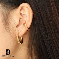 Vente en gros d'usine, boucles d'oreilles créoles ovales minimalistes en argent 925 plaqué or 18 carats, version coréenne