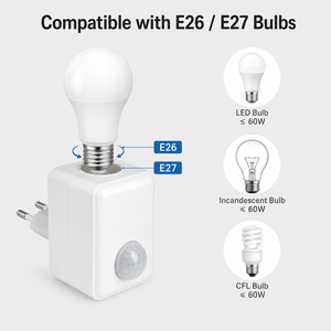 Support de lampe à induction infrarouge mural E27 à visser avec interrupteur intelligent à temporisation pour couloir d'hôtel, allée et usage domestique - Product Image 3