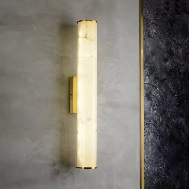 Nordic Decorative Alabaster Stone Sconce Light Corridor Bedroom Bedside Marble Wall Lamp Brass Sconce Alabaster Wall Lamp Light