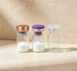 Flacons en verre avec bouchon en cuivre, or violet et argent |   Bouteilles de soins de la peau en poudre lyophilisée, emballages de beauté multi-fonds, vente en gros - Product Image 1