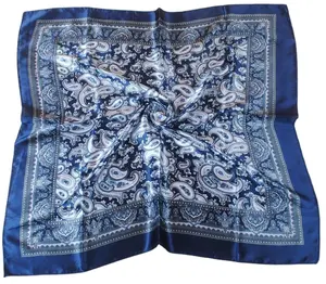Costom logo New Design Satin Classic silk Scarf for women Paisley cashew Pattern cheap 90 square hijab shawls