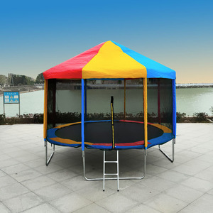 Carpa Redonda Grande para Niños y Adultos, Trampolín Colorido para Exteriores con Protección Solar - Product Image 1
