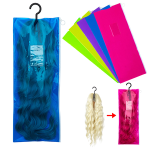 阿里利德定制聚氯乙烯假发衣架发包塑料透明假发收纳包带衣架的头发延伸袋 - Product Image 1