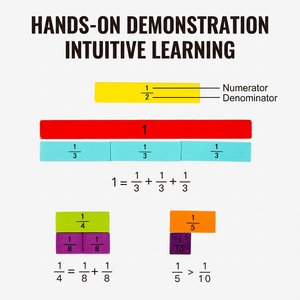 Tabla <span class=keywords><strong>de</strong></span> <span class=keywords><strong>Fracciones</strong></span> <span class=keywords><strong>de</strong></span> Madera Montessori, Matemáticas del 1 al 12, Barras Equivalentes, Número, Color, Aritmética, Ayuda Educativa para Niños Pequeños - Product Image 3