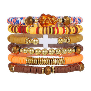 Conjunto de Pulseras de Arcilla Polimérica con Cuentas, Estilo Vintage Geométrico, Joyería Unisex de Moda, Primavera 2025, Origen Yiwu - Product Image 5