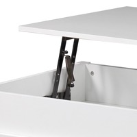 Table basse en bois moderne blanche relevable Compartiment caché Fonction extensible Conception pliable entièrement assemblée pour le salon