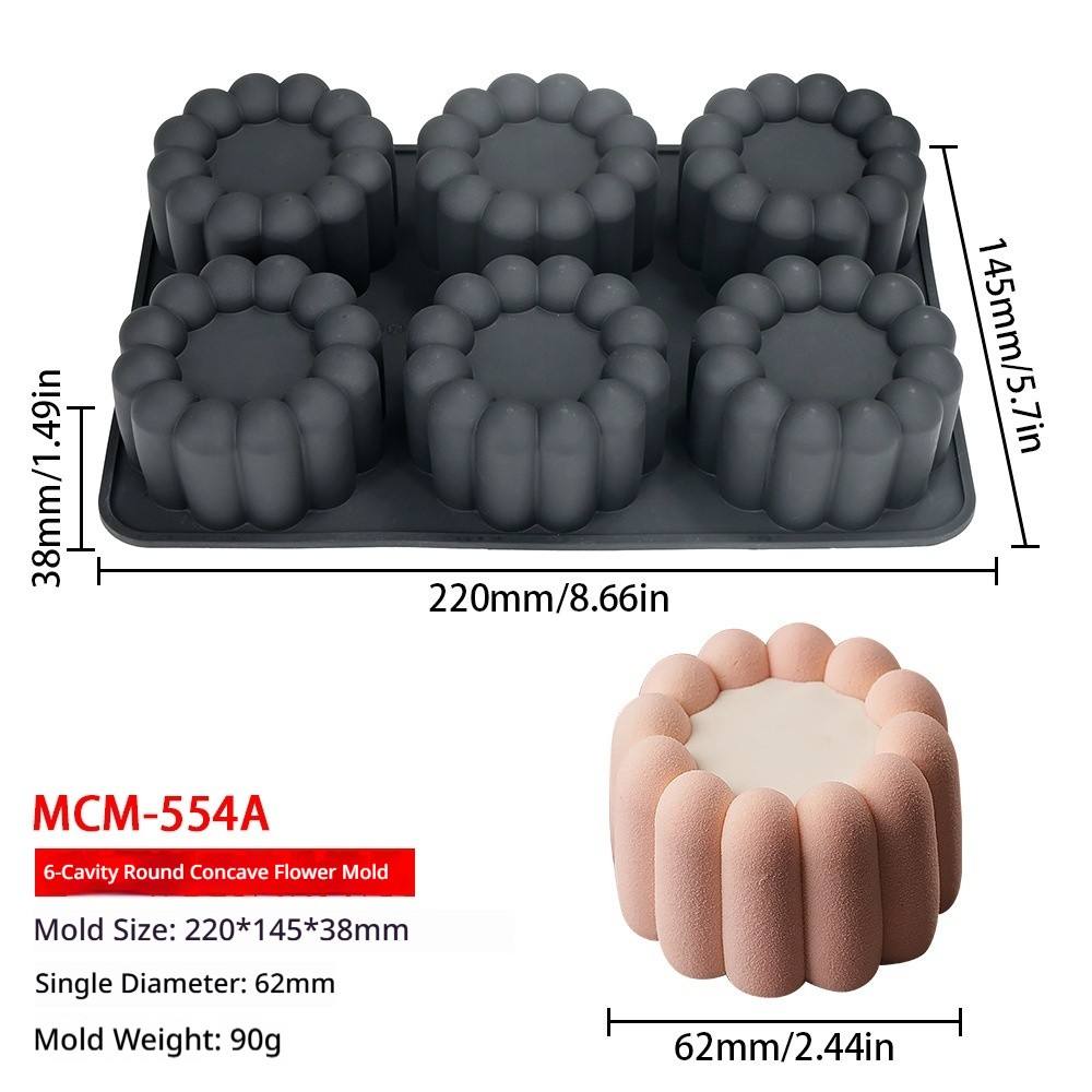 (6 fleurs concaves rondes consécutives 90g) mcm-554a noir