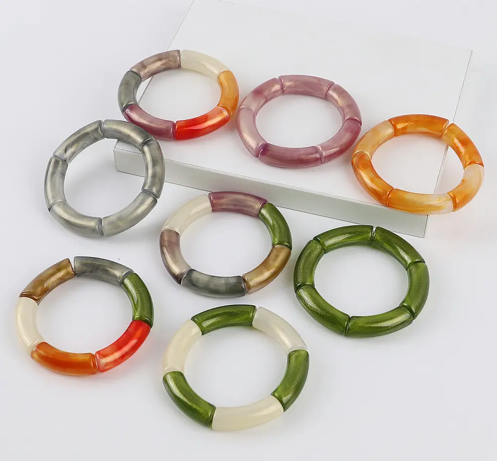 Colorful Acrylic Curved Tube DIY Handmade Charm Bracelet For Men Women 2023 Jewelry