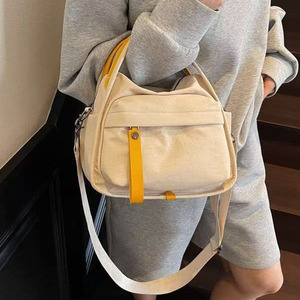 Mochila de lona de bloque de color con múltiples compartimentos Bolso de hombro individual o doble convertible - Product Image 1