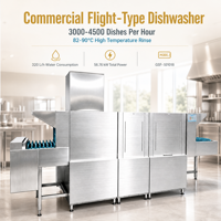 Lave-vaisselle à convoyeur à cuve unique, double rinçage avec système de séchage, électrique, automatique, 4500 plats par heure, pour cantine, hôtel, restaurant