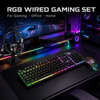 Ensemble clavier et souris de jeu filaire rétroéclairé arc-en-ciel OEM en gros avec tapis de souris pour PC portable et ordinateur de bureau