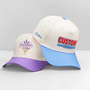 Gorra de Béisbol de Algodón de 5 Paneles con Logotipo Bordado Personalizado, Diseño Popular Nuevo y en Oferta, Transpirable, Color Beige y Verde, con Letras en Dos Tonos - Product Image 1