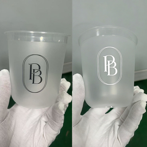 <span class=keywords><strong>Gobelet</strong></span> en PET dépoli de 350 ml (12 oz) et 390 ml, diamètre 84 mm, avec couvercles, personnalisable avec impression de blason, nom, pour mariage et fête - Product Image 2