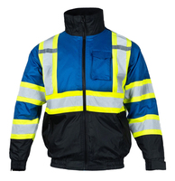 Veste de sécurité réfléchissante à haute visibilité bicolore avec tissu Oxford 300D et doublure thermique pour les travailleurs du bâtiment en hiver