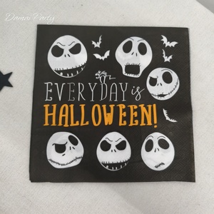 ชุดตกแต่งปาร์ตี้ฮาโลวีน DAMAI สไตล์ดาร์กสยองขวัญ ลายหัวกะโหลกพร้อมจานลายค้างคาว ชุดจานชามกระดาษแบบใช้แล้วทิ้ง ถ้วย จานกระดาษ ผ้าเช็ดปาก - Product Image 6