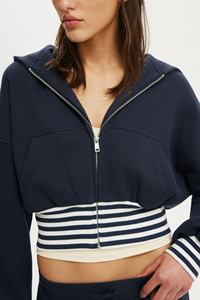 Ribbed Straps Cuff and Hem Design <strong>Women's</strong> <strong>Longline</strong> <strong>Hoodie</strong> No logo <strong>Women's</strong> Hoodies Bulk Custom Full <strong>Zip</strong> <strong>Hoodie</strong> Manufacturer - Product Image 2