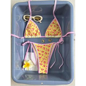 FOXA Ensemble bikini 2 pièces à fleurs pour femme, maillot de bain réversible à bretelles triangulaires avec volants - Product Image 3