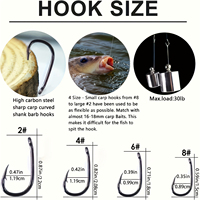 Hameçons de pêche à la carpe européens à tige courbée en acier à haute teneur en carbone, montages à ligne tressée et à cheveux, 8340 Tailles 2 4 6 8
