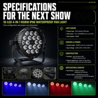 Projecteur LED Par Slim 200W RGBW Blanc 4-en-1 DMX512 IP65 Étanche en Alliage d'Aluminium pour Éclairage de Scène/Concert Extérieur - Garantie 2 Ans