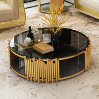 Ensemble de table basse extensible moderne en marbre doré, design convertible en acier inoxydable pour le mobilier de salon